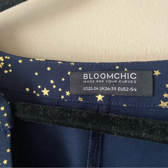 Bloomchic• midnight blue star moon print button up short sleeve top kimono - Picture 4 of 8